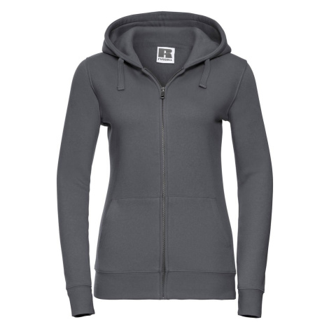 Dark grey women's hoodie with Authentic Russell zipper