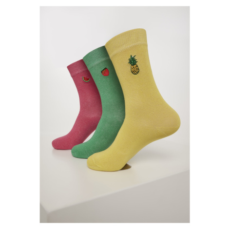 Dámske ponožky Urban Classics Fun Embroidery 3-Pack yellow/green/pink