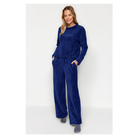 Trendyol Navy Blue Wellsoft Winter Knitted Pajama Set