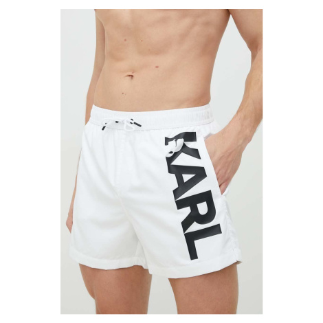 Plavkové šortky Karl Lagerfeld biela farba