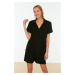 Trendyol Black Viscose Shirt-Shorts Woven Pajama Set