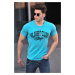 Madmext Men's Blue Printed T-Shirt 4591