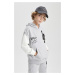 DEFACTO Boy&#39;s Oversize Fit Embroidered Hooded Sweatshirt