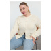 Trendyol Curve Ecru Bow Detailed Crew Neck Knitwear Cardigan