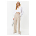 Trendyol Mink Cargo Wide Leg Contrast Stitch Detail Woven Trousers