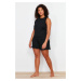 Trendyol Curve Black Ruffle Detail Undershirt-Short Knitted Pajamas Set