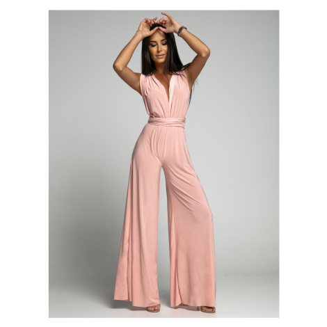 Powder-coloured jumpsuit tied in several ways FASARDI