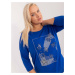 Cobalt Blue Oversize Women's Blouse with Applique