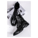 Čierne kožené lakované členkové šnurovacie topánky Sezita