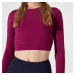 Dámske crop top tričko na fitness s dlhým rukávom fialové
