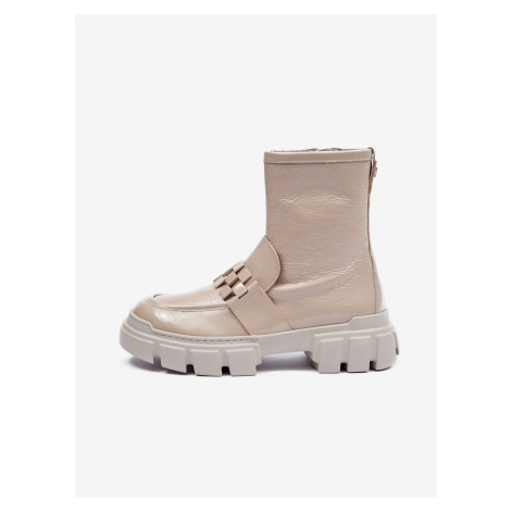 Women's cream leather patent leather boots Högl Will - Women's