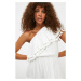 Trendyol White Tassel Detail One Shoulder Beach Dress