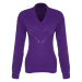 Trendyol fialový prelamovaný/perforovaný pletený sveter s výstrihom do V