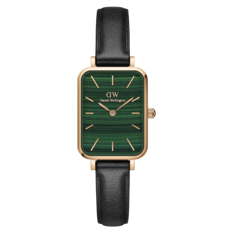 Daniel Wellington Analógové hodinky 'Quadro Pressed Sheffield RG Green'  ružové zlato / zelená /