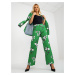 Green wide fabric trousers with flowers from the suit