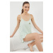 Trendyol Mint Avocado Embroidered Ruffled Rope Strap Viscose Woven Pajama Set