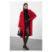 Trendyol Red Oversize Wide Cut Long Wool Cashmere Coat