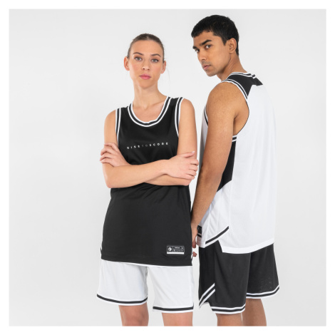 Obojstranný basketbalový dres T500 unisex čierno-biely TARMAK