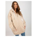 BÉŽOVÁ DLHŠIA OVERSIZE MIKINA NA ZIPS S KAPUCŇOU EM-BL-751.15X-BEIGE