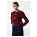 Trendyol Brown Striped Basic Knitwear Cardigan