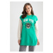 DEFACTO Relax Fit Crew Neck University Printed Sweatshirt Tunic