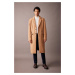 DEFACTO Men's Slim Fit Slim Fit Lined Buttoned Pocket Cashmere Coat Parka