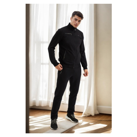 51357 Dewberry Plus Size Mens Tracksuit Set-BLACK