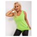 Light green women's plus top with trim