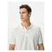 Koton Collared T-Shirt Slim Fit Button Detailed Short Sleeve