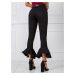 Čierne dámske džínsy s volánikmi na nohaviciach 20-SP-PLT5.37-black