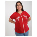 Red women's T-shirt larger size with patches