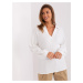 Ecru loose shirt blouse with neckline