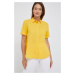 Ľanová košeľa Sisley dámska, žltá farba, voľný strih, s klasickým golierom
