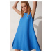 Happiness İstanbul Women's Indigo Blue Summer Woven Bell Dress