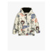 Koton Oversize Hooded Sweatshirt Half Zipper Raised Printed