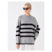 LC Waikiki Crew Neck Striped Long Sleeve Oversize Women's Knitwear Sweater