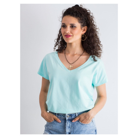 Cotton T-shirt with mint neckline