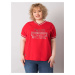 Women's red blouse of larger size with patch