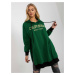 Dark green long sweatshirt with slits