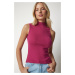 Happiness İstanbul Women's Light Plum Turtleneck Cotton Knitted Blouse