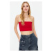 Trendyol Red Fitted Strapless Collar Crop Stretchy Knitted Blouse