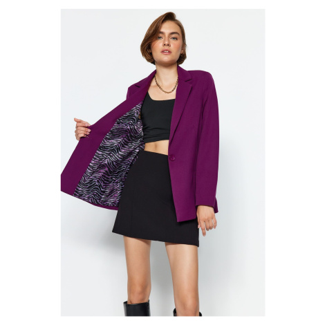 Trendyol Dark Purple Regular Woven Blazer Jacket with Lining Detail