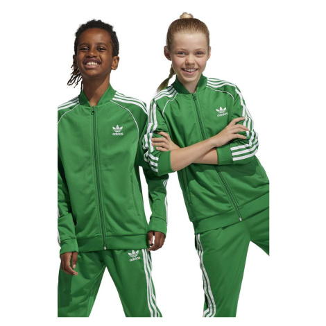 Detská mikina adidas Originals zelená farba, s nášivkou