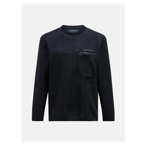 Mikina Peak Performance M Fleece Crew Black/Grey Melange