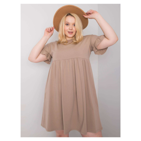 Dark beige cotton dress in larger size