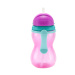 Canpol babies Športová fľaša so silikónovou slamkou 370ml 12m+ ružová