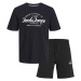 Jack&Jones Pánska sada - tričko a kraťasy JJFOREST Standard Fit 12256951 Black L