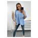 Cotton blouse with rolled-up sleeves blue