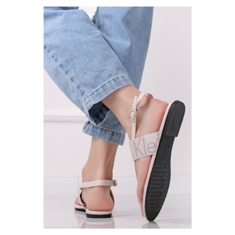 Smotanové nízke sandále Flat Sandal Toepost Webbing Calvin Klein