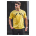 Madmext Striped Printed Yellow T-Shirt 3007